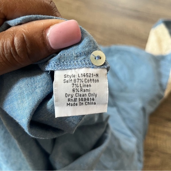 Johnny Was blue Thalassa lace pieced button down top size M - Picture 10 of 13